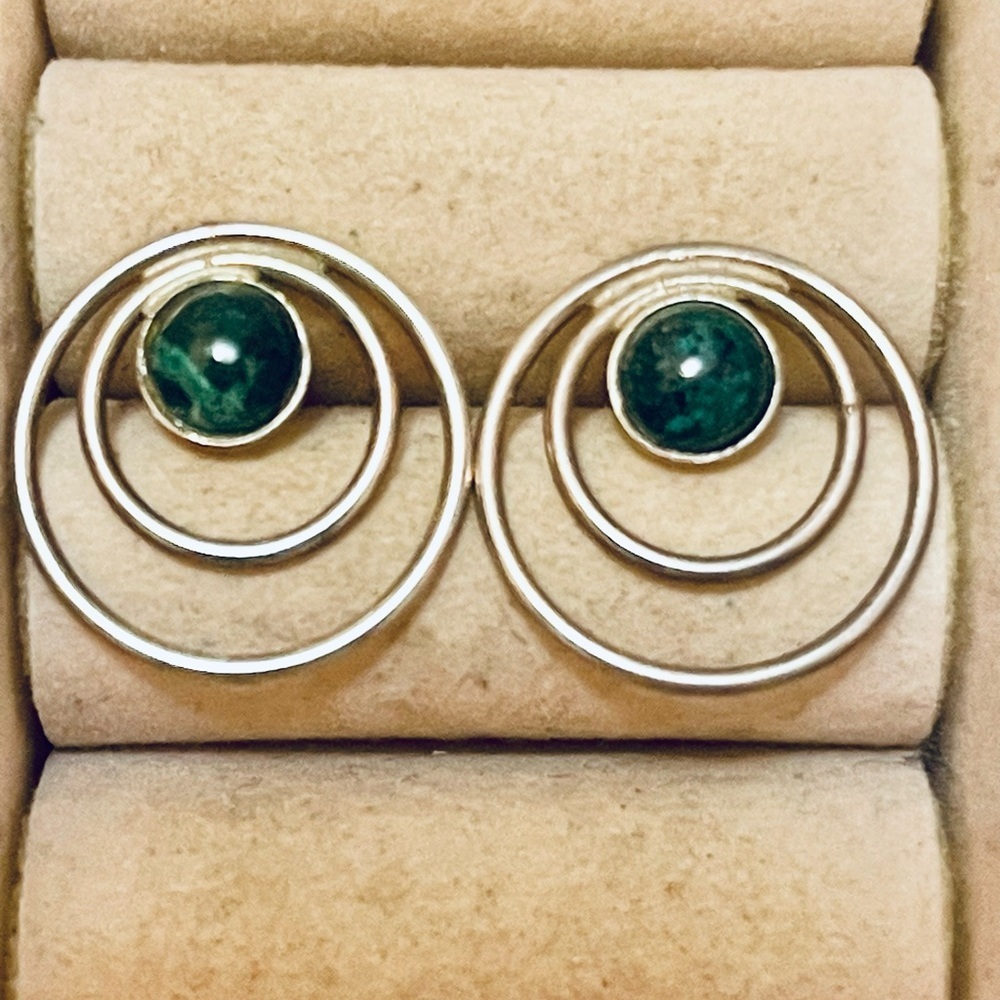 VTG SOUTHWEST STERLING SILVER AZURITE EARRINGS